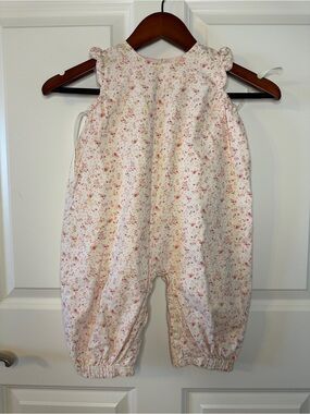 Mary James 18M Baby Girl Floral Bubble Romper Pink Cottagecore Cotton Sleeveless